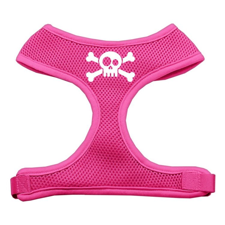 Skull Crossbones Screen Print Screen Print Mesh Pet Harness Pink